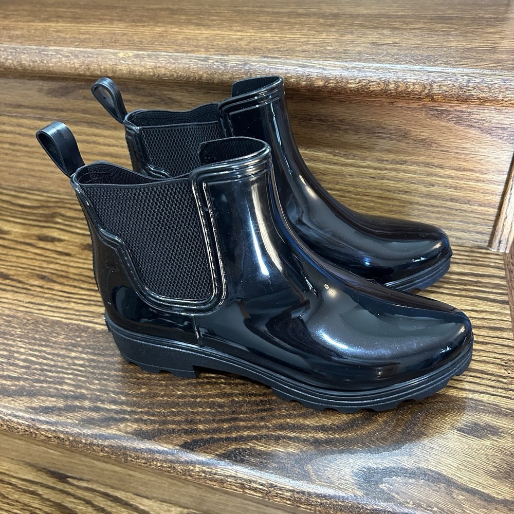 Women's Seven Size 9 Chelsea Black Rain Boots